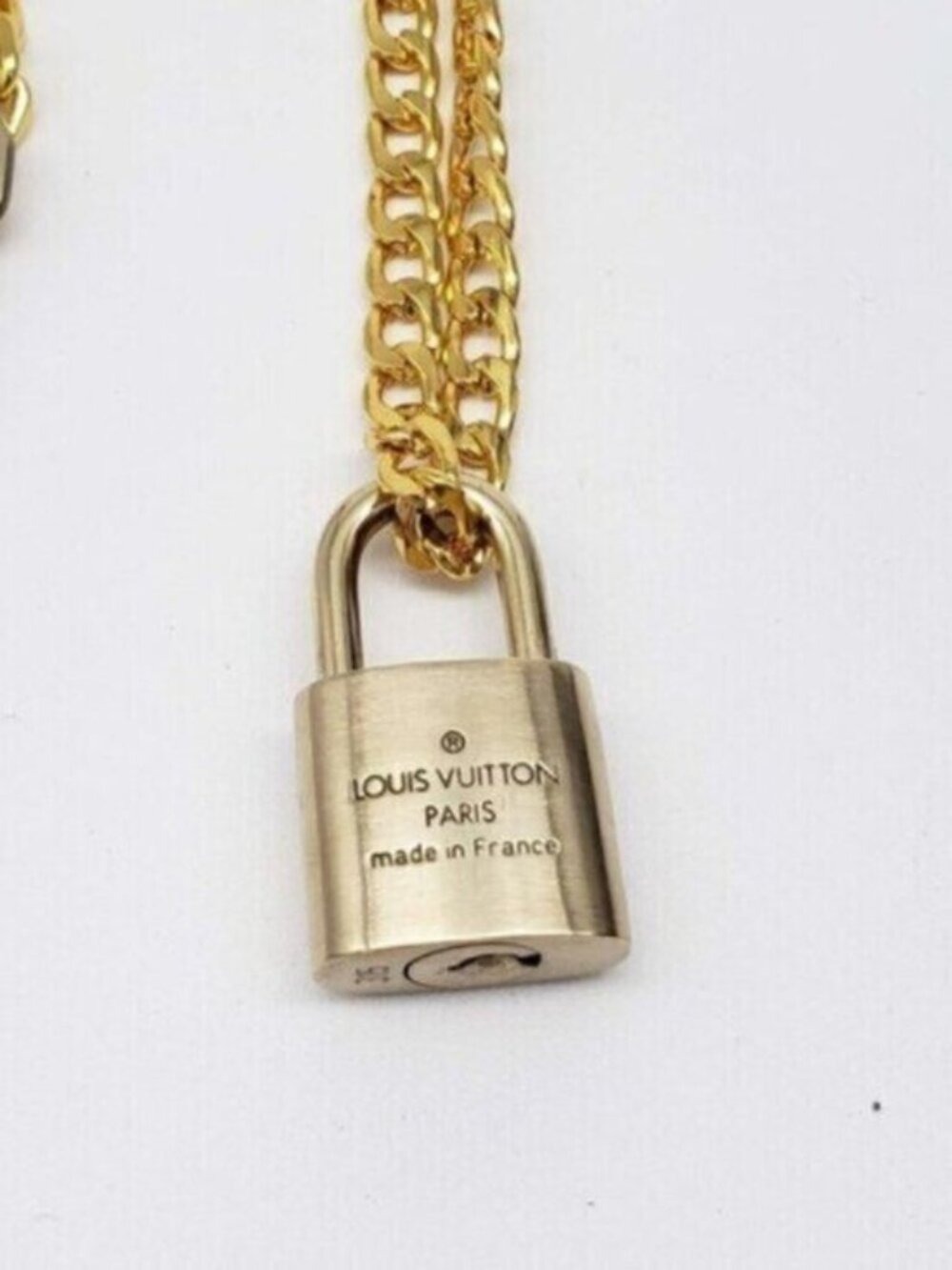 Authentic Louis Vuitton Lock & Key w/ 18k Gold Plated Stainless 2 Necklaces - Picture 6 of 13